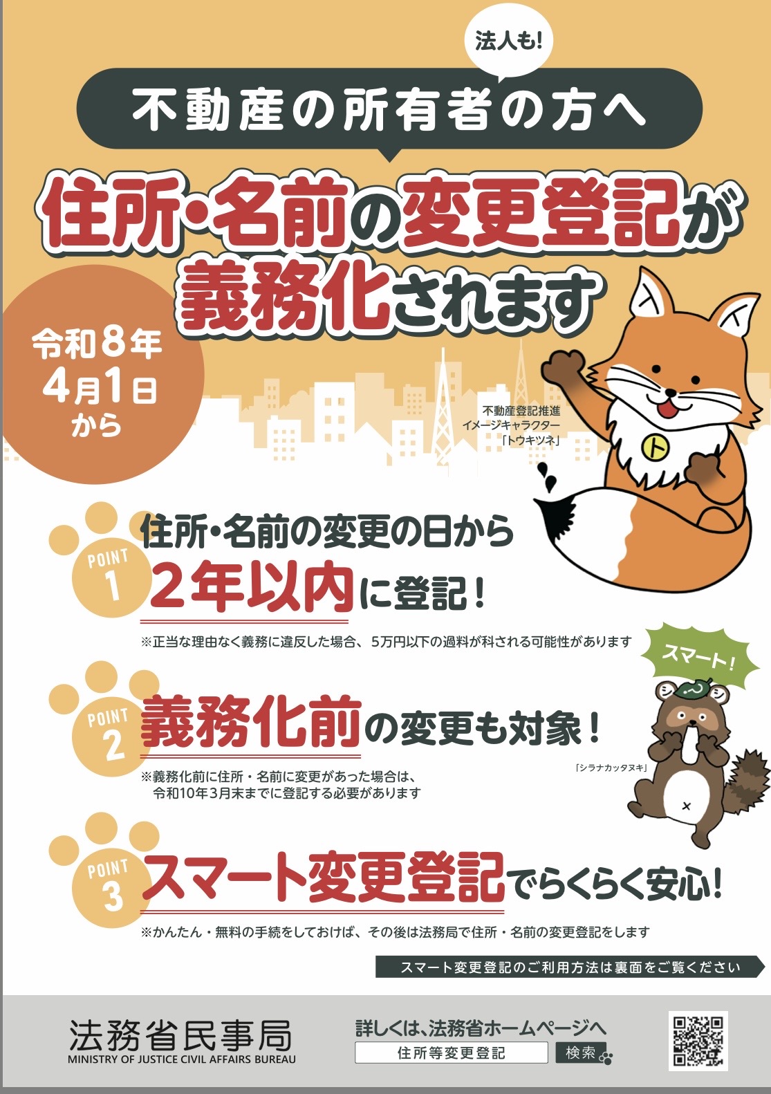 住所氏名変更登記義務化